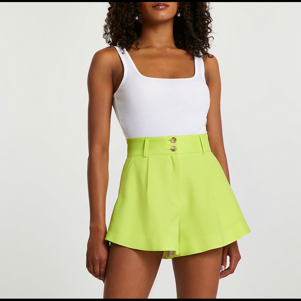 River Island bright yellow tailored shorts
